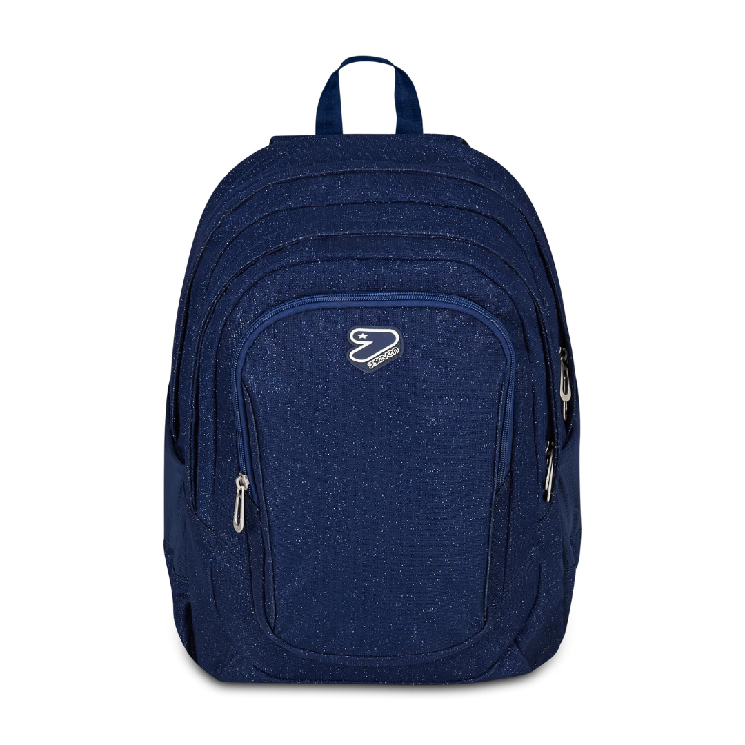 Seven Zaino Shiny Tech Blu Glitter 30L – Doppio Scomparto con Tasca PC