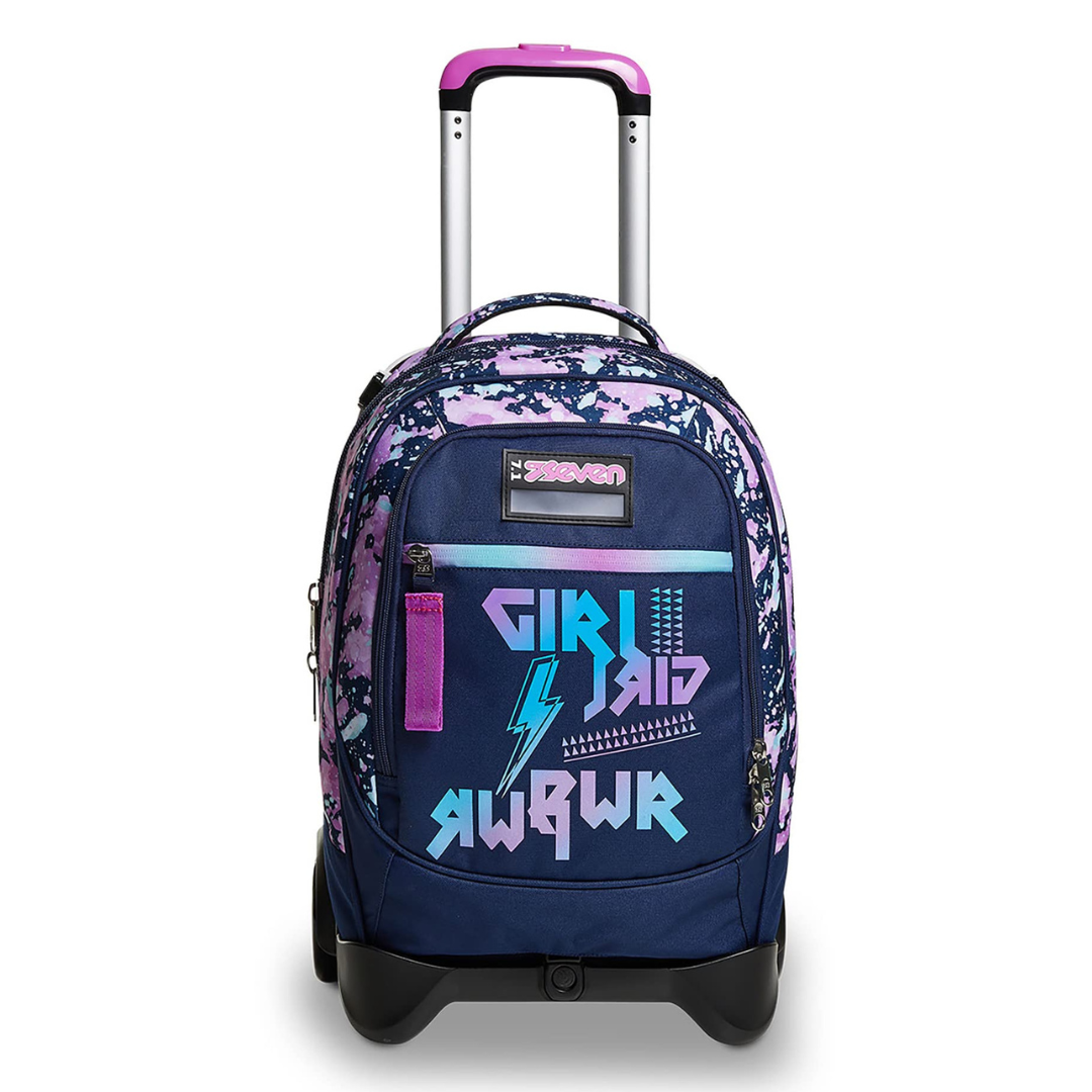 Seven Trolley Scuola Jack 2 Ruote DrawingPin Girl – Rosa-blu