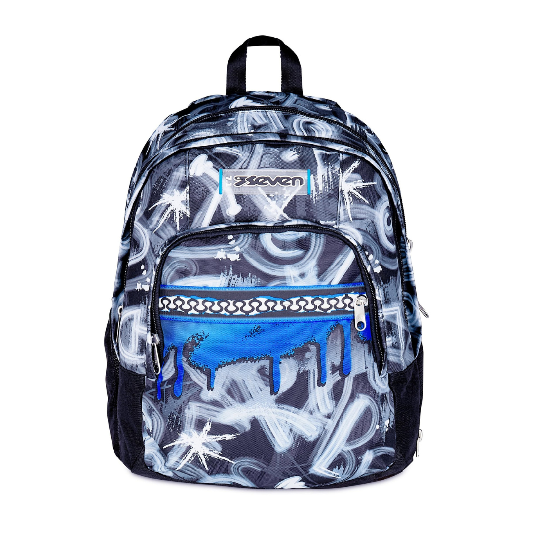 Zaino Seven Dual Detach Grigio Azzurro 32 L – Doppio Scomparto Staccabile con Tasca PC | Medie e Superiori