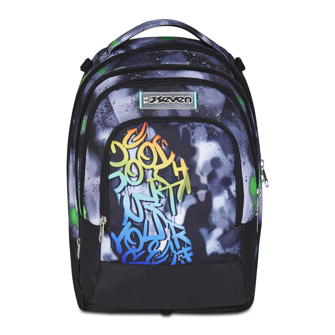 Seven Trolley Scuola Jack 3 Ruote Detach – Nero Verde – 37 Litri con Zainetto Staccabile