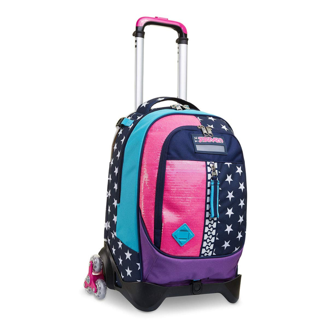 Seven Trolley Scuola Jack 3 Ruote Pinking Blue
