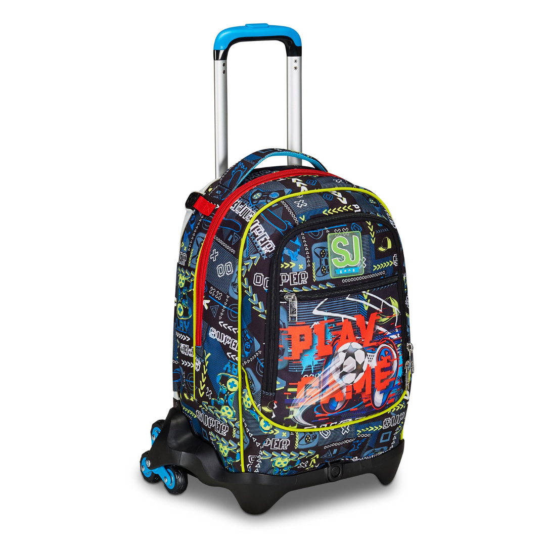 Seven Trolley Scuola SJ Gang Jack 3 Ruote Funny Goal – Nero Rosso – 3 in 1