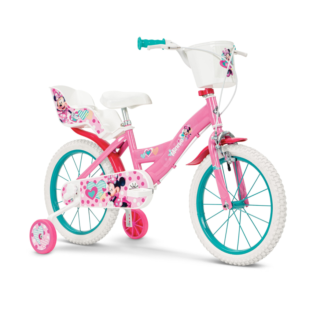 Bicicletta Disney Minnie Mouse 16 pollici Huffy per Bambina - Rosa - con Stabilizzatori - 5-7 Anni