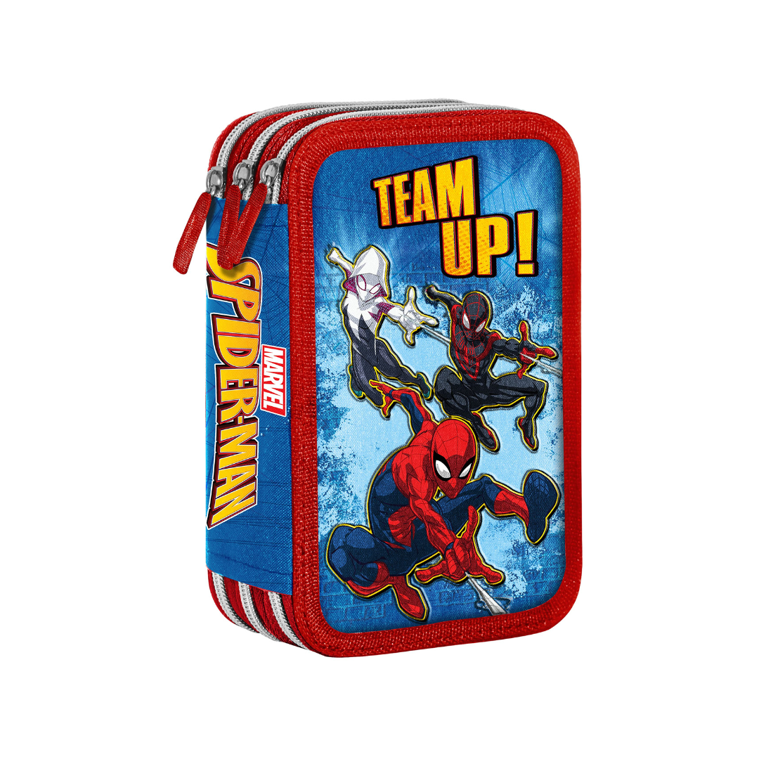 Astuccio Scuola 3D Spiderman Marvel 3 Zip Portacolori Pennarelli Giotto