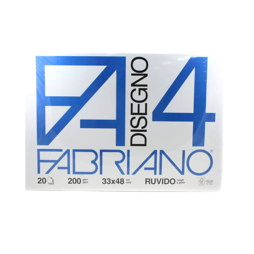Fabriano – Album da Disegno Ruvido F4 | 33x48 cm, 200 g/m², 20 Fogli | Scuola e Arte