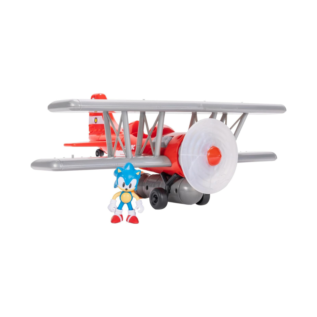 Sonic The Hedgehog Biplano Tornado Playset – Action Figure 6 cm, Elica, Fiamma e 6 Effetti Sonori | JAKKS Pacific