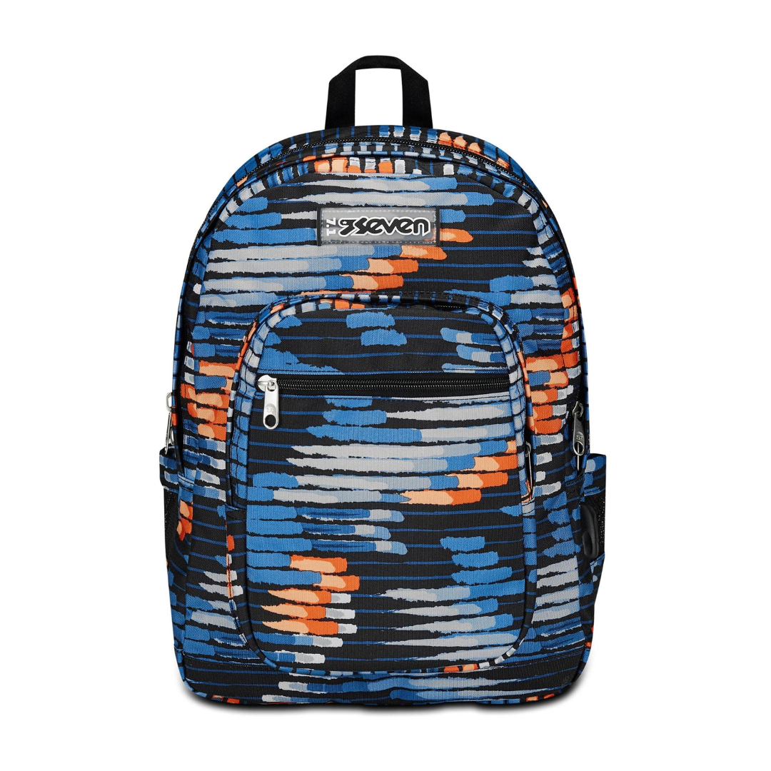 Seven Zaino Freethink Blu Arancione Boy – Doppio Scomparto con USB e Tasca PC